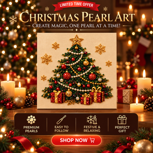 Christmas Pearl Art DIY Kit, 3D Pearl Bead and Rhinestone Holiday Craft with Christmas Tree, Stocking and Reindeer Designs, Festive Craft Activity and Gift for Kids and Adults