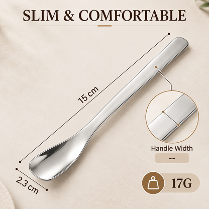 Stainless Steel Dessert Spoons, Modern Flat Head Cake Spoons with Square Tip Design, Elegant Small Spoons for Yogurt, Ice Cream, Coffee, and Desserts