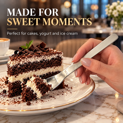 Stainless Steel Dessert Spoons, Modern Flat Head Cake Spoons with Square Tip Design, Elegant Small Spoons for Yogurt, Ice Cream, Coffee, and Desserts