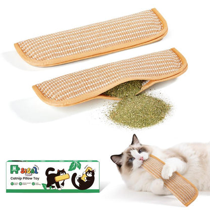 Interactive Catnip Chew Toy with [6000mg A+ Organic Catnip], Soft Sisal Material Scratching and Kicker Cat Toys for Indoor Kittens, Drives Bored Cats Crazy with Fun