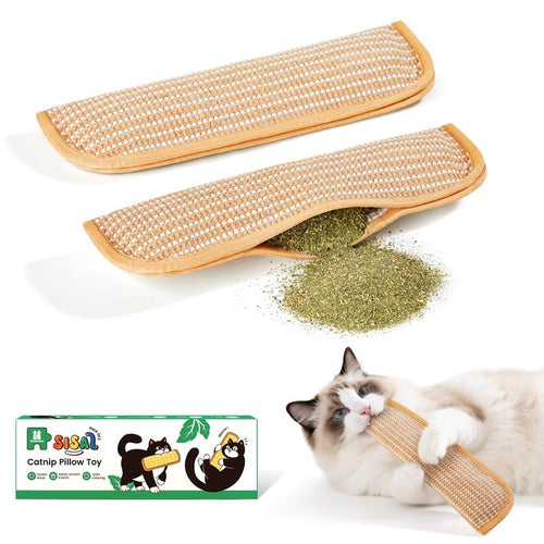 Interactive Catnip Chew Toy with [6000mg A+ Organic Catnip], Soft Sisal Material Scratching and Kicker Cat Toys for Indoor Kittens, Drives Bored Cats Crazy with Fun